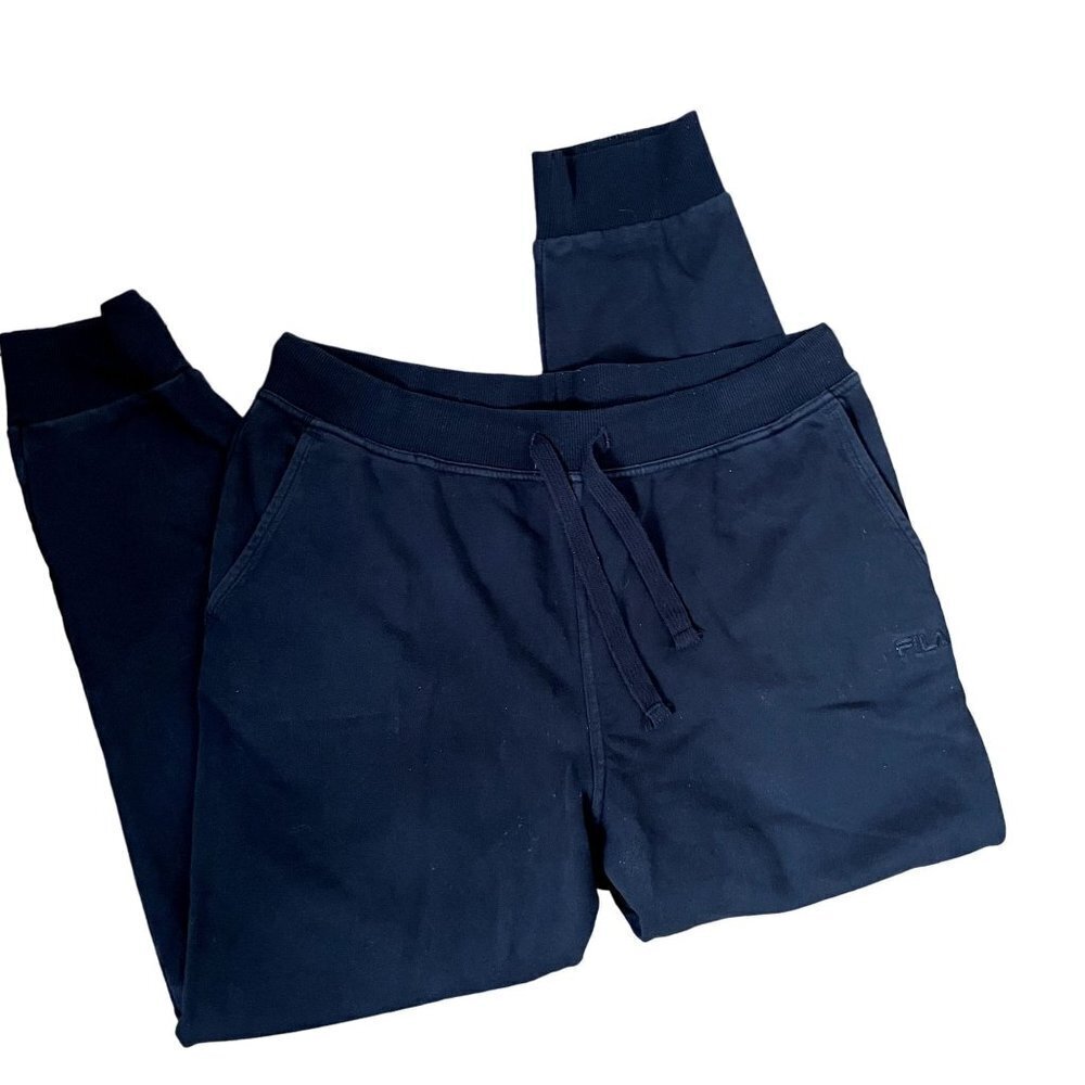 Fila black wide leg cotton pants comfortable pockets casual trousers large